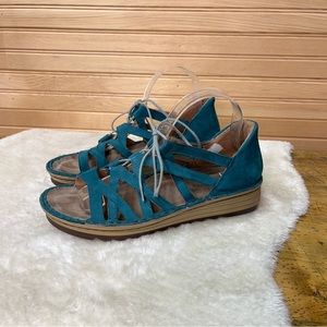 NAOT "Yarrow"  Teal Lace Up Sandal